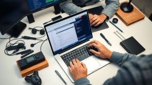LinkWeb 20 Persoană întreținând site web la birou modern.