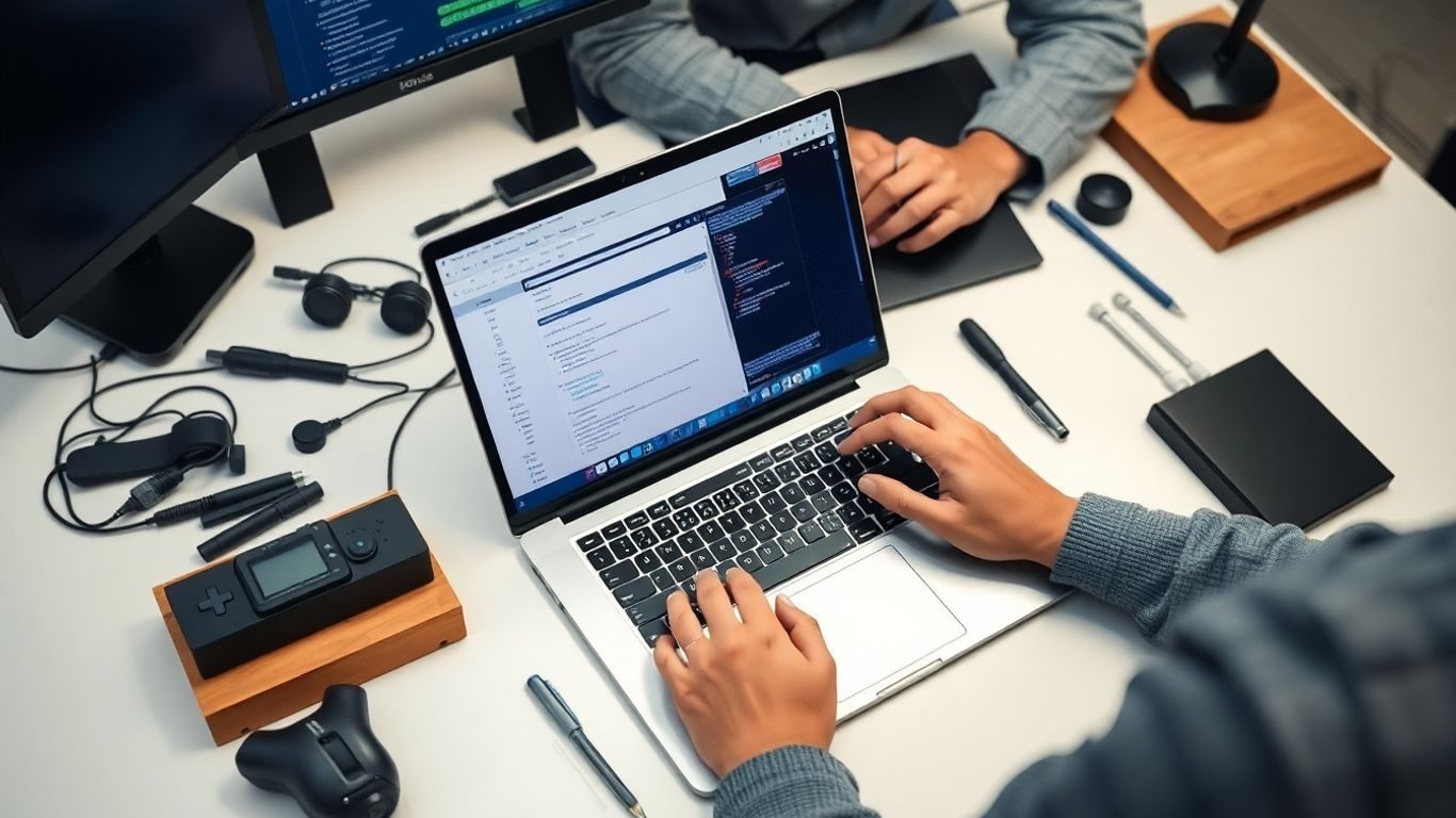 Persoană întreținând site web la birou modern.
